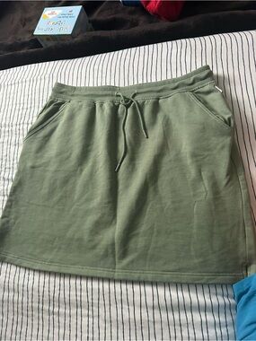Eddie Bauer Olive Green Drawstring Midi Skirt